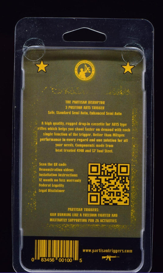 Partisan Forced-Reset Drop-In Cassette Trigger (Black)  FRT – AR-15 Platform (USA-Made)